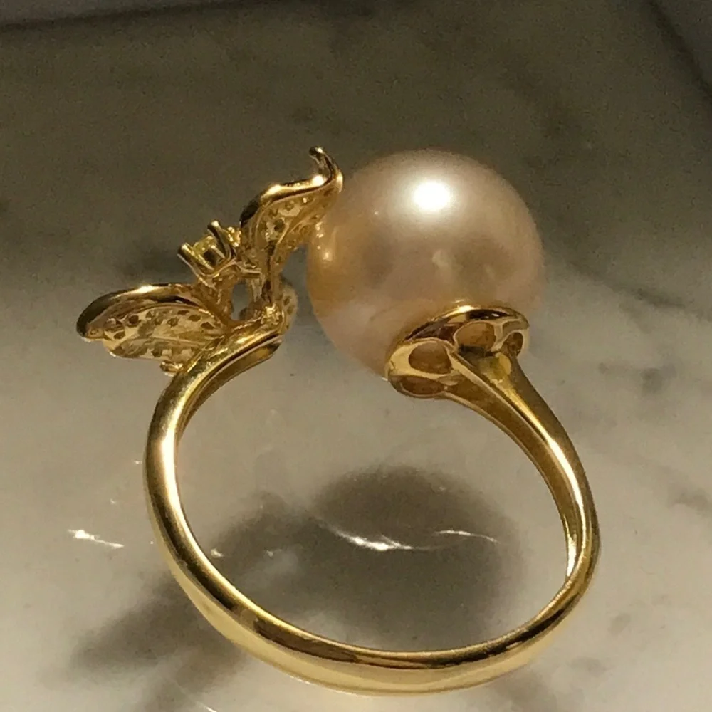 11.5mm Custom Made Genuine Pearl Clover Ring
